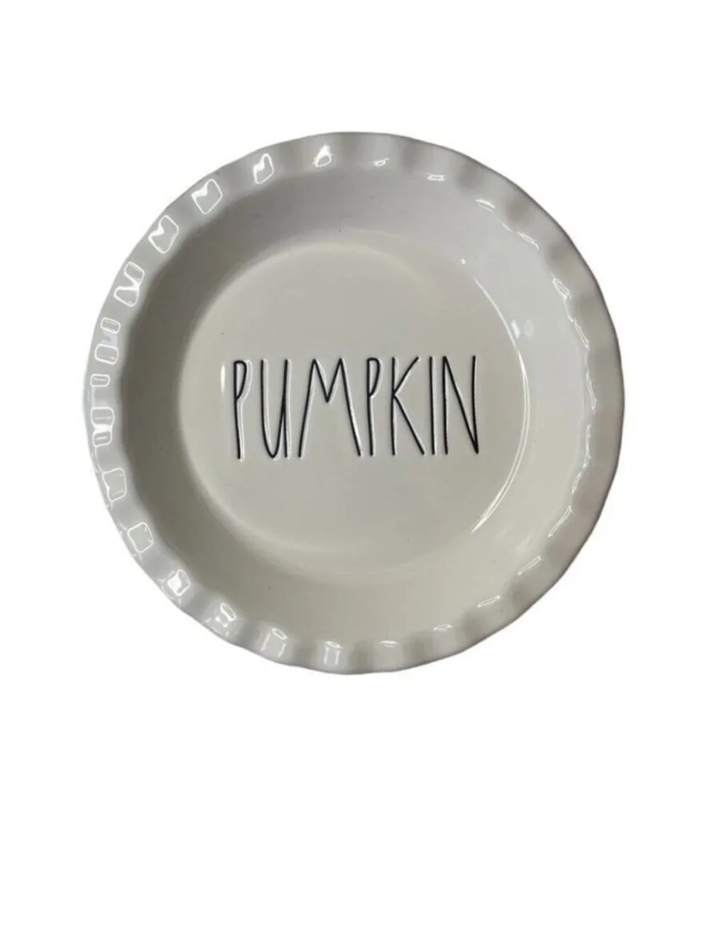 Rae Dunn Artisan Collection White Pumpkin Pie Plate